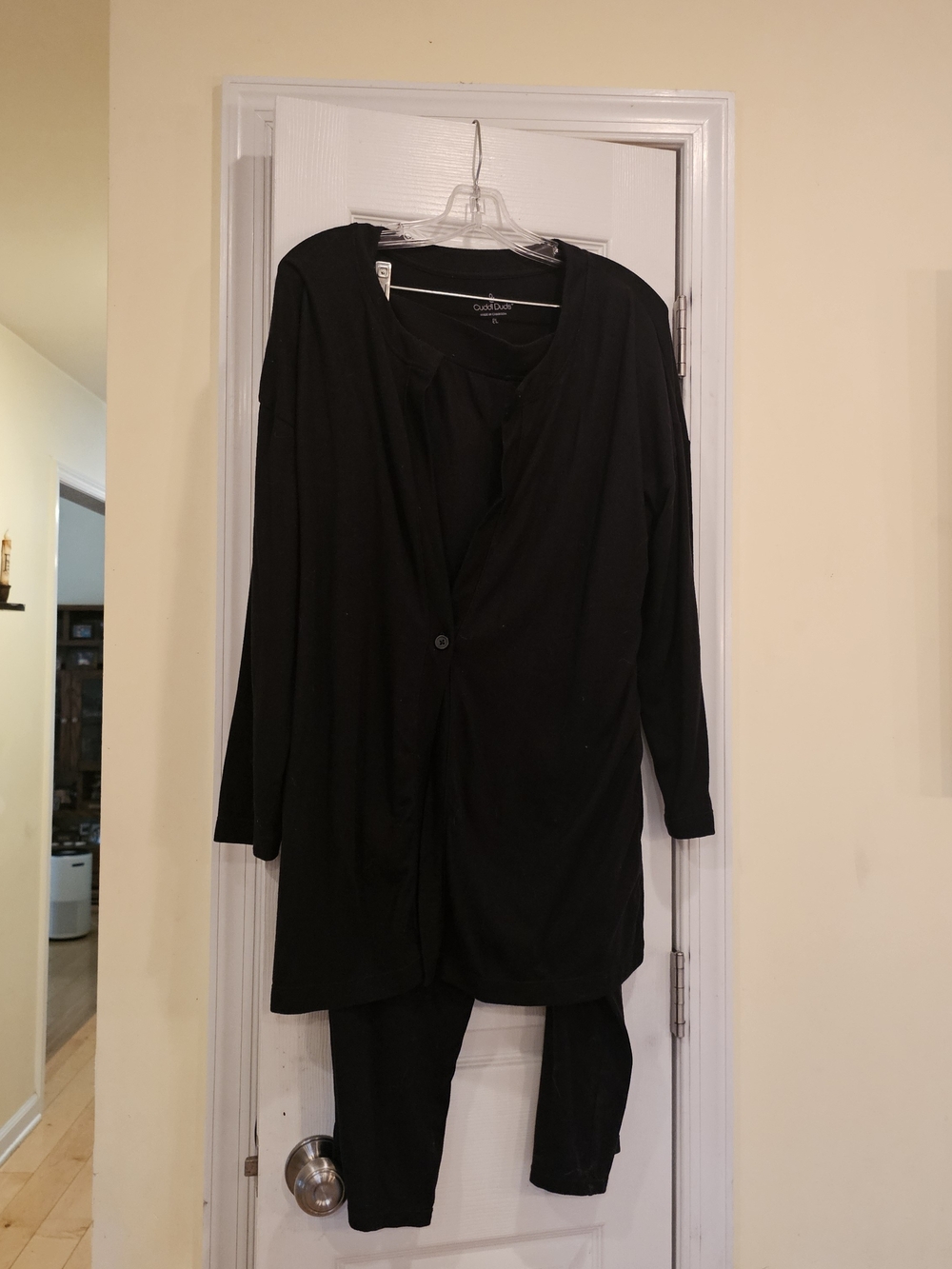 Cuddle Duds Black Long Cardigan and Pant Set